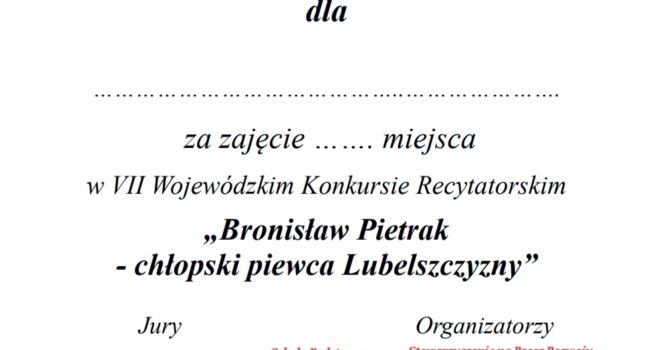 VII Wojewódzki Konkurs Recytatorski twórczości Bronisława Pietraka