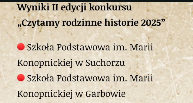 Wygrana naszych pierwszoklasistów w konkursie Czytamy rodzinne historie